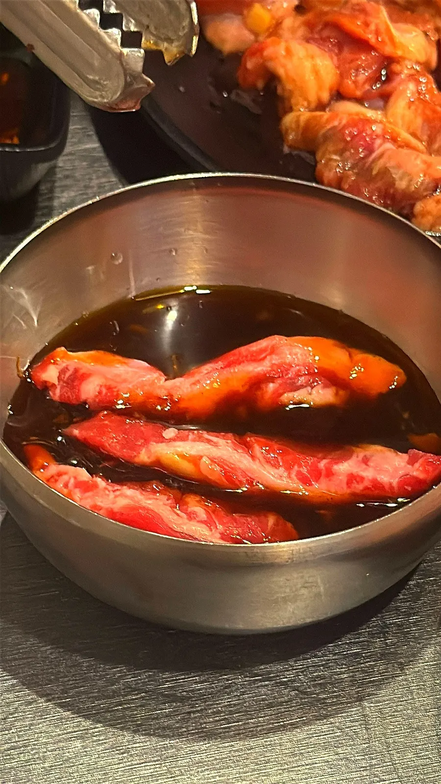 Beef rib meat with salt and sauce