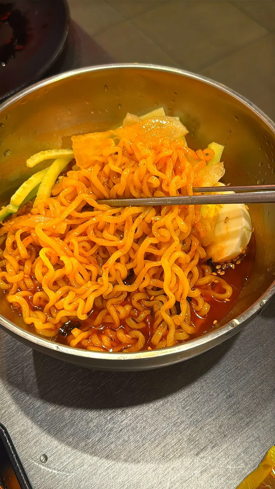 Buldak naengmyeon with toppings