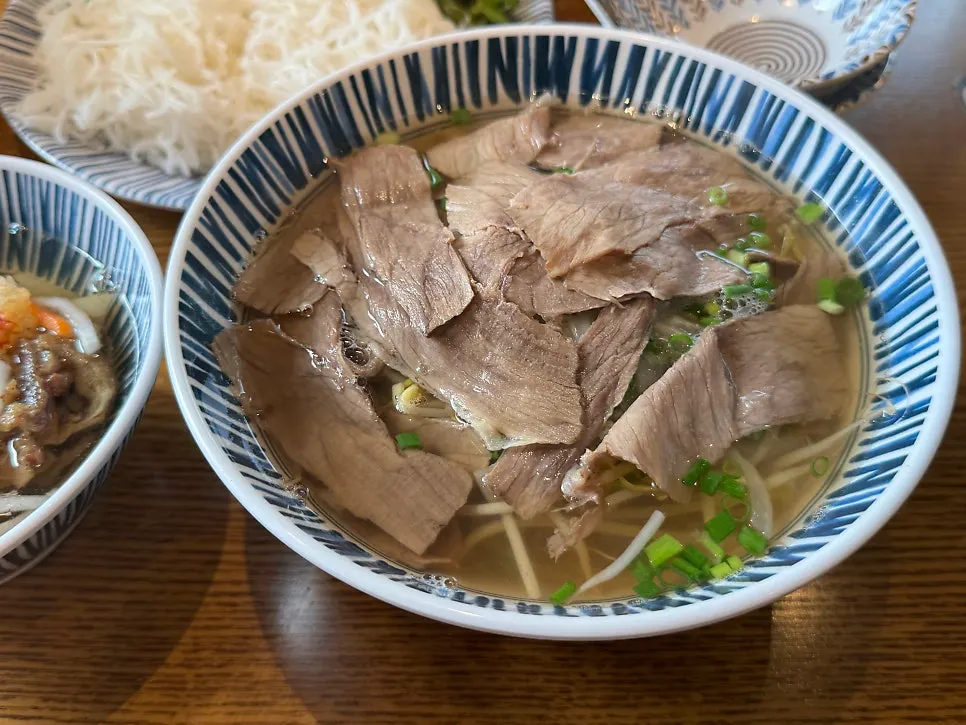 Hanoi-style pho with steaming hot broth