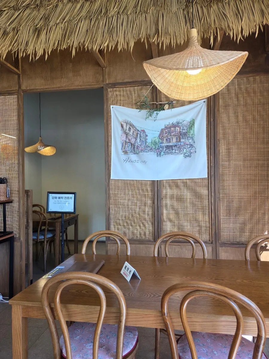 Vietnamese restaurant interior with rattan details
