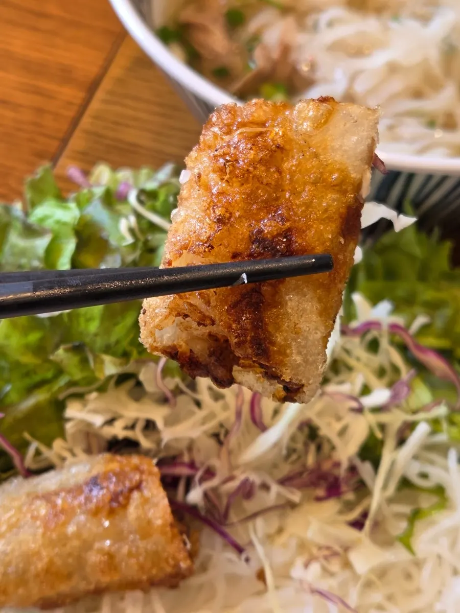 Bún chả with rice noodles and chả giò