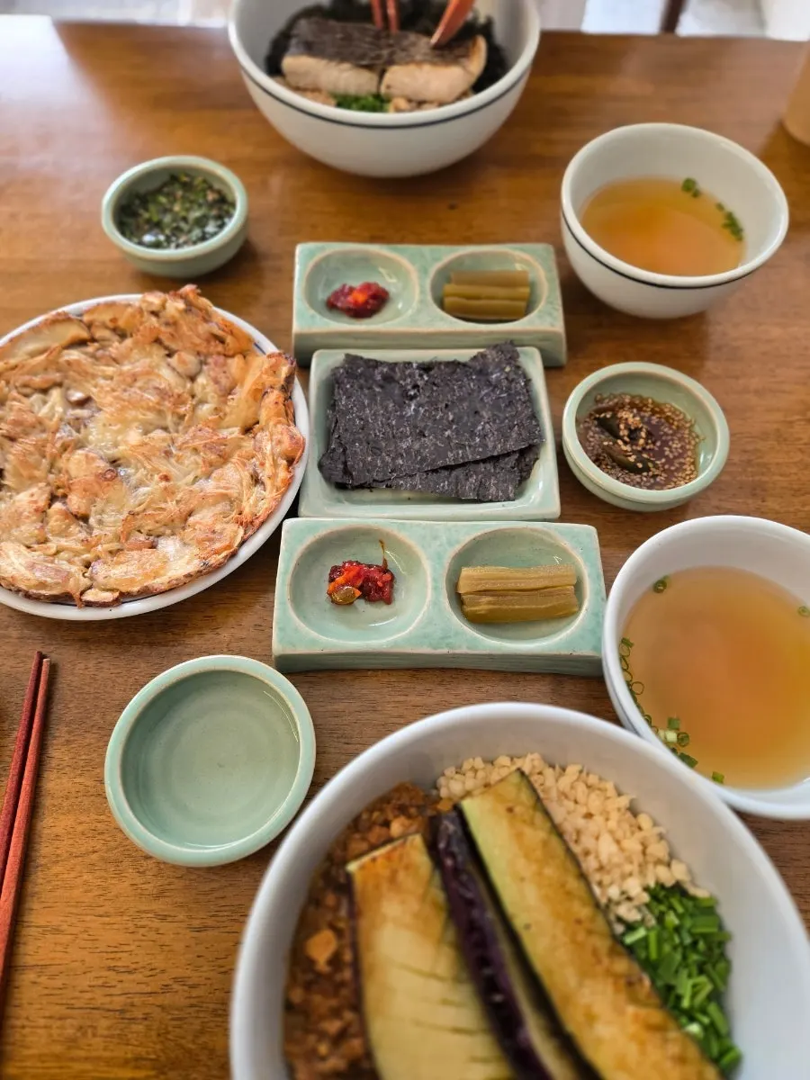 Eggplant doenjang rice with grilled eggplant