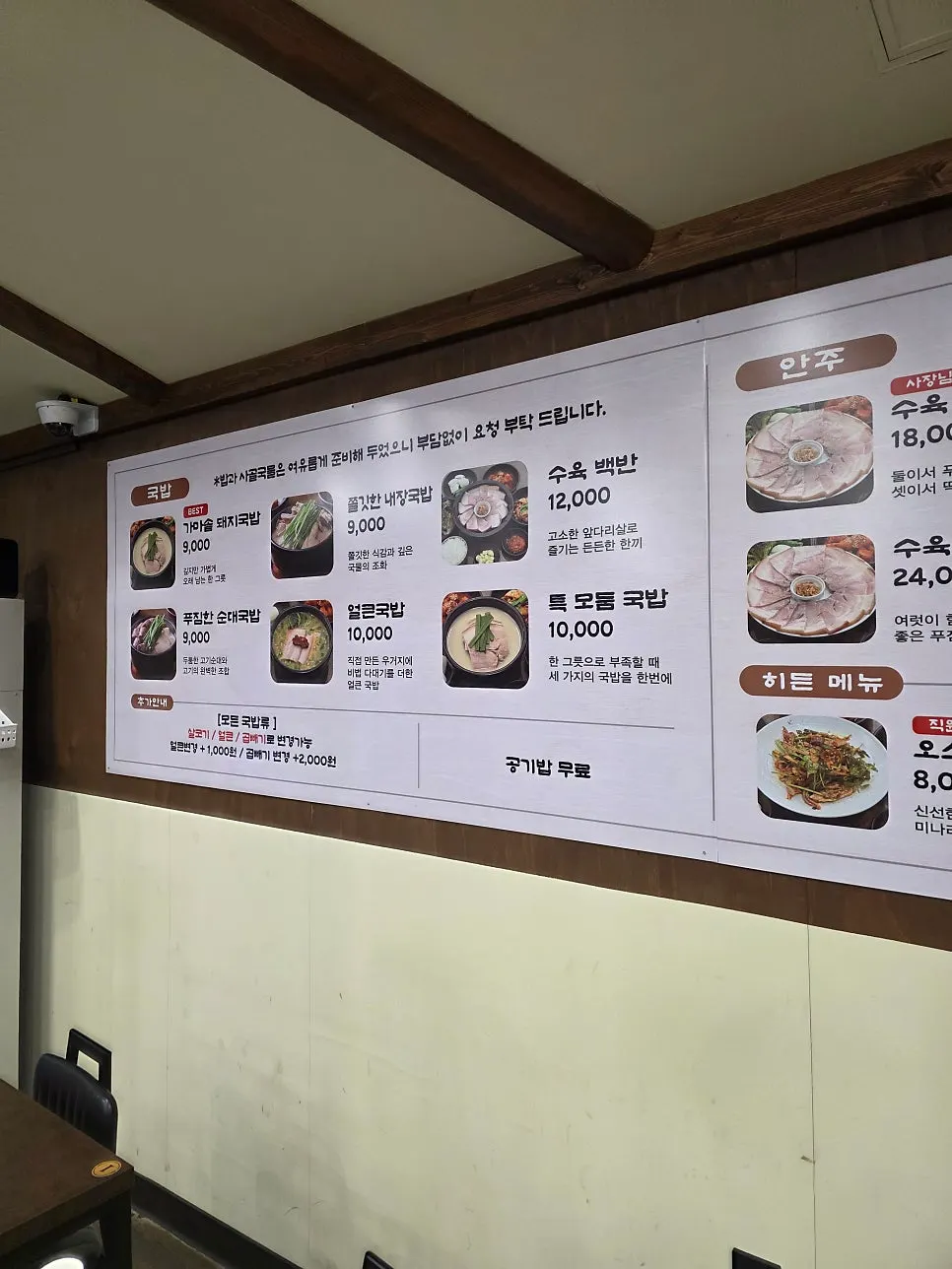 Interior of the gukbap restaurant with table seating