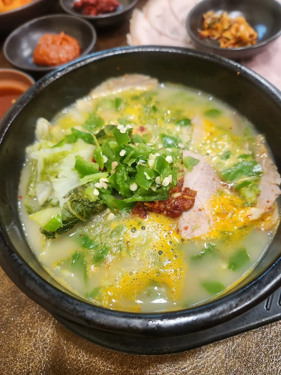 Bowl of hearty sundae gukbap with generous fillings