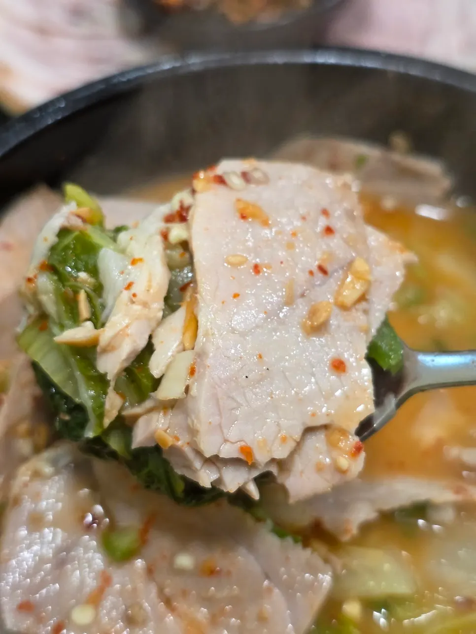 Plate of thinly sliced cold jeyuk