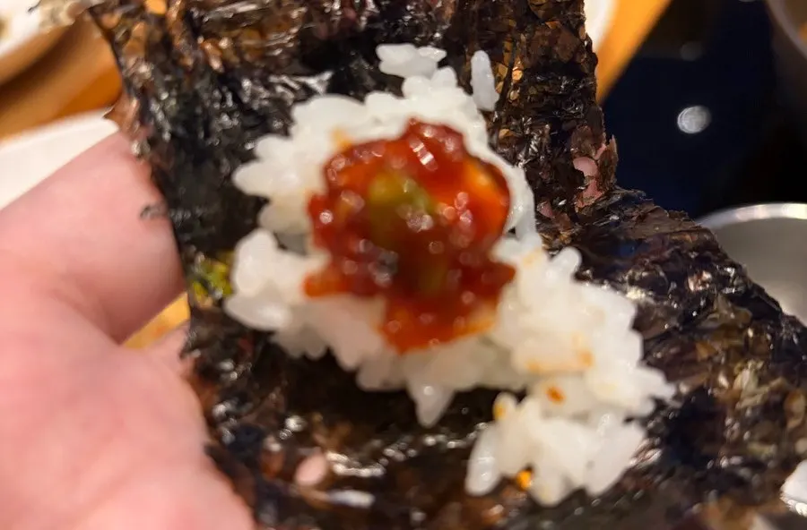 Seasoned fish roe and European-style salad
