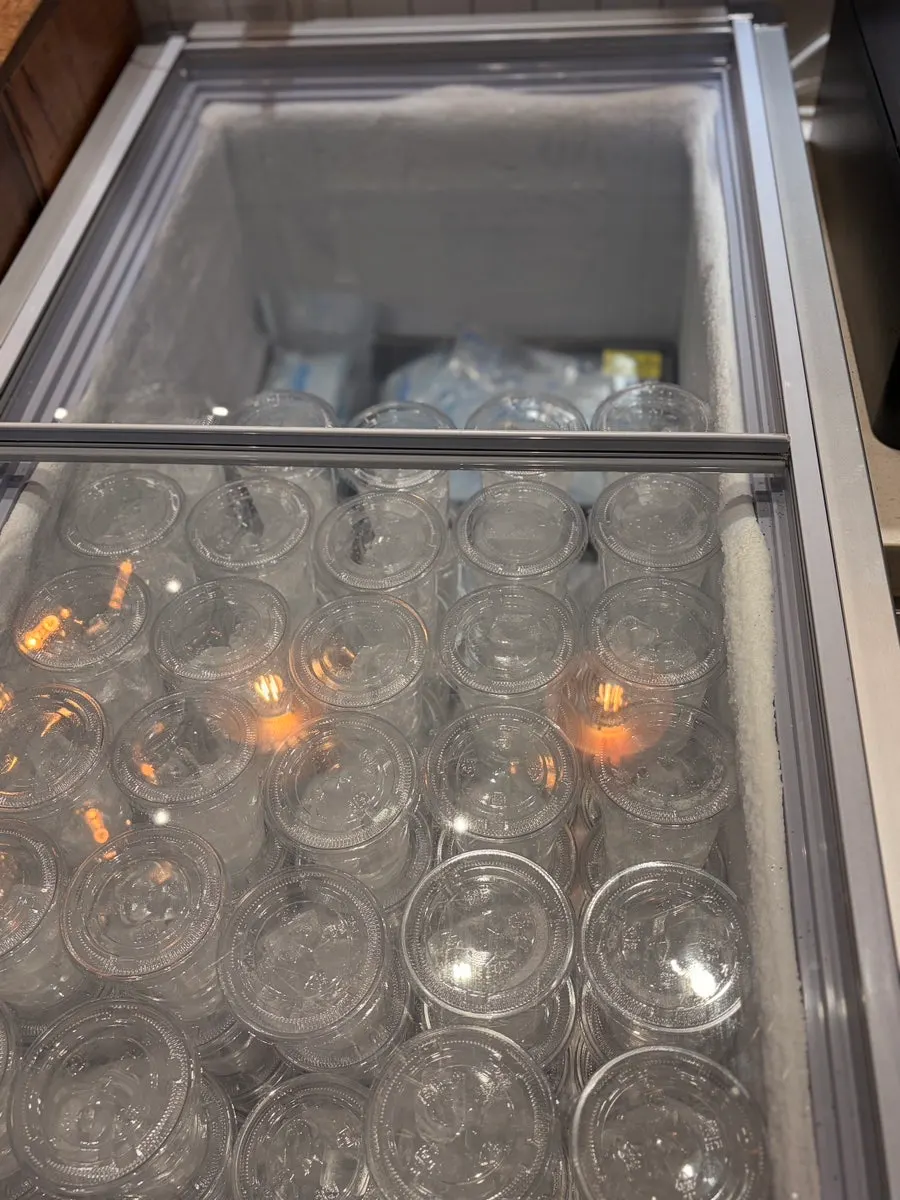 Self-serve apricot juice and coffee station
