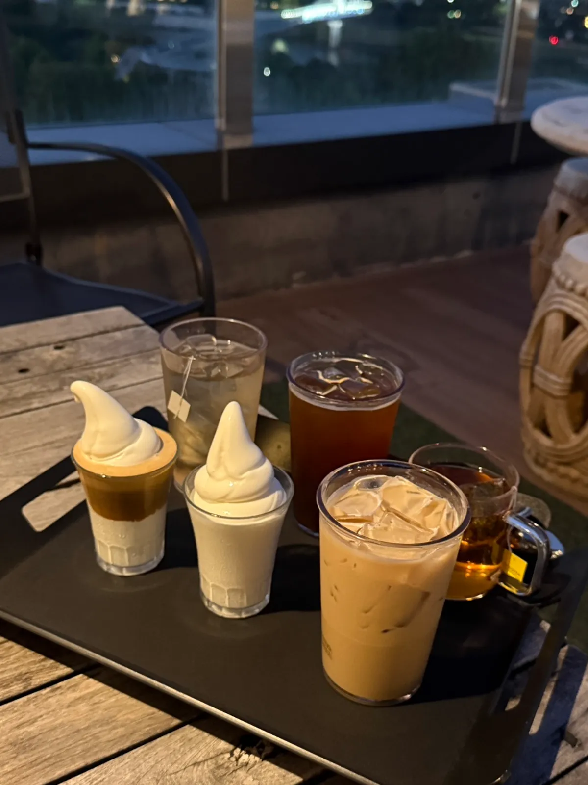 A spread of tea and dessert menu items