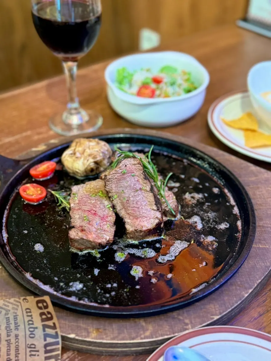 Tenderloin steak topped with ghee butter and Maldon salt