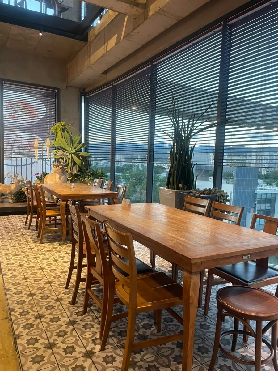 Various café seating areas