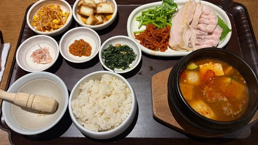 Extra-meat bossam set and minari pancake