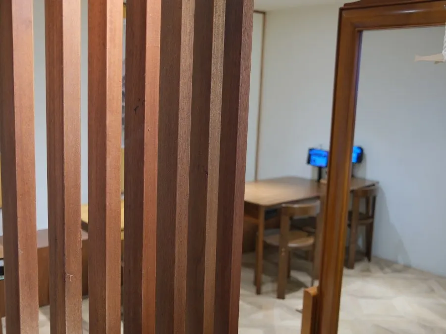 Uldong Bossam dining hall with generously spaced tables