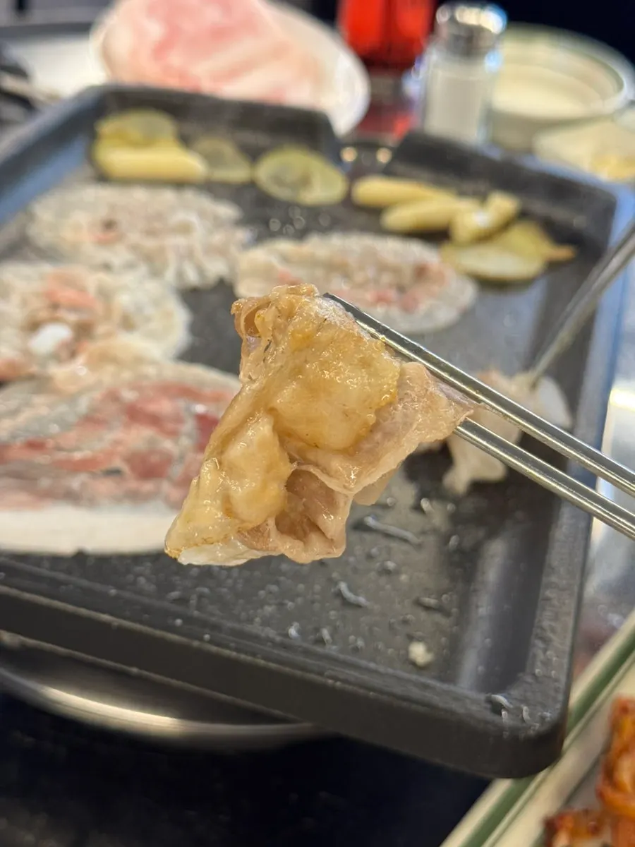 Juicy grilled sliced pork belly