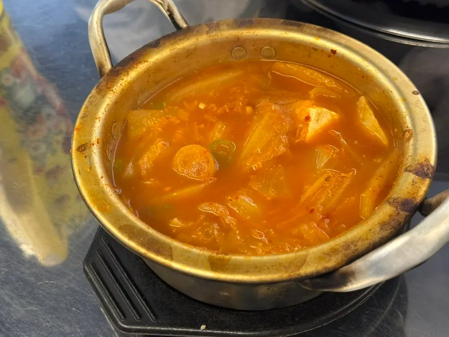 Meal served with kimchi stew