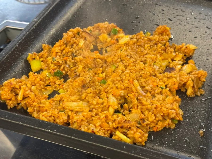 Table finished off with fried rice and kimchi stew
