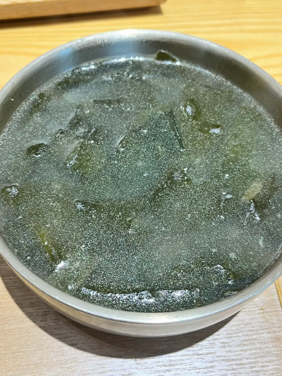 Generous bowl of seaweed soup