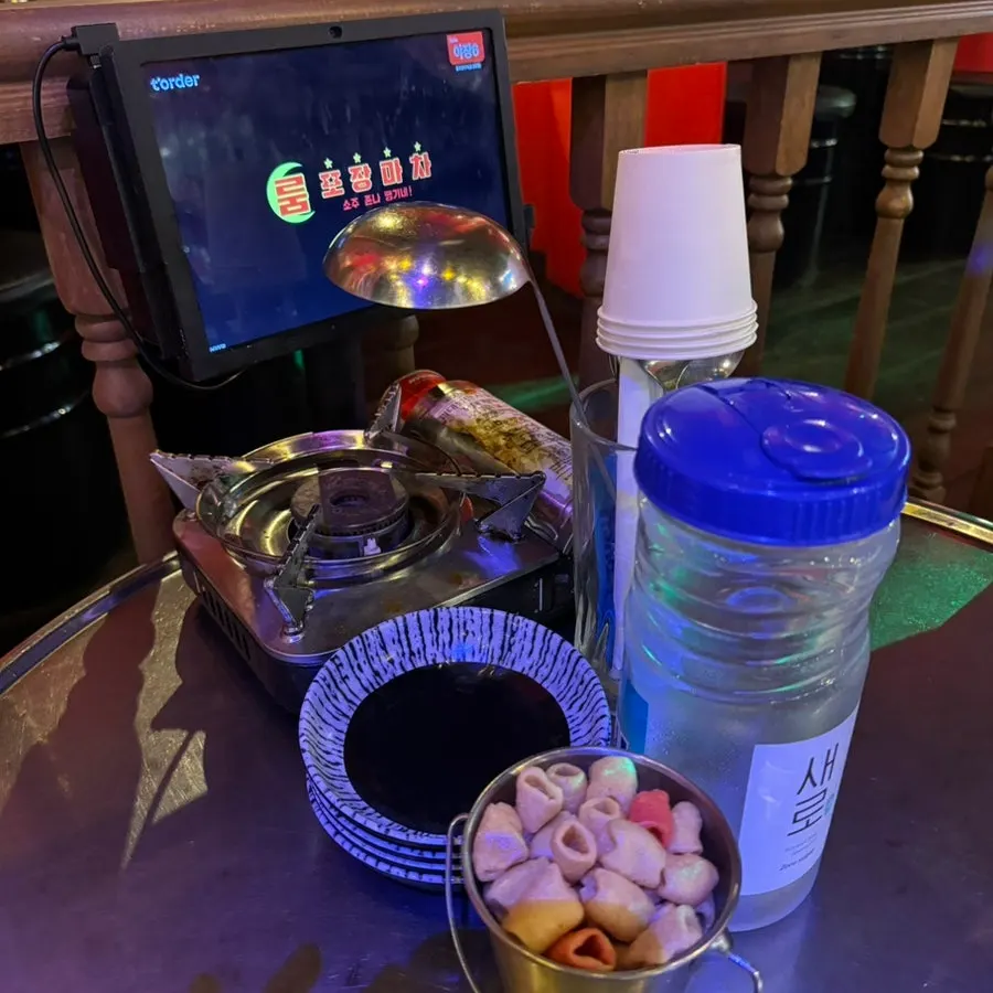 Interior with pocha and outdoor-bar vibes