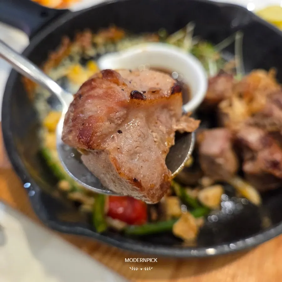 Diced cube pork-neck steak
