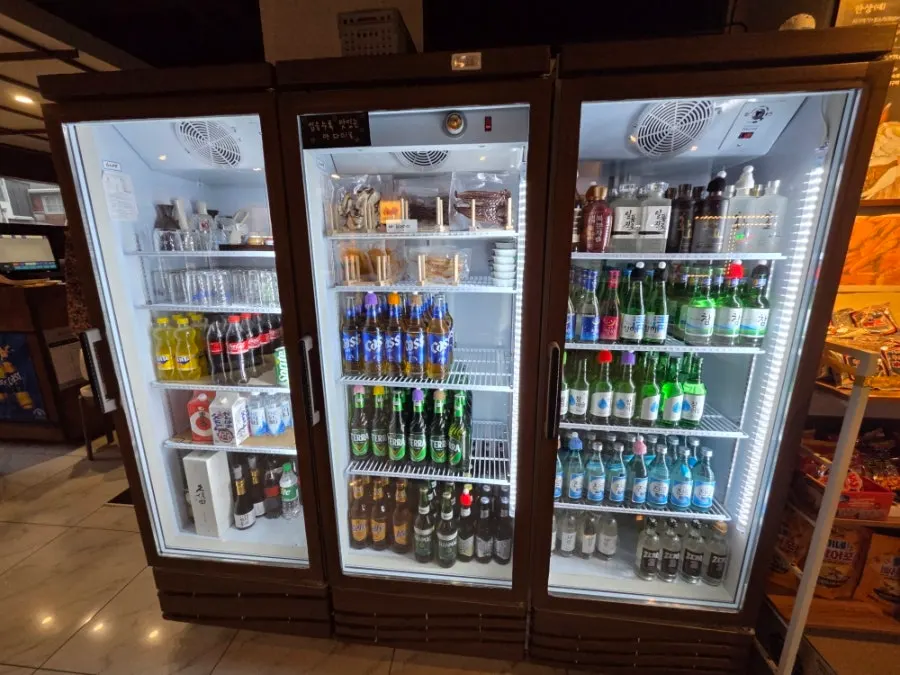 Restaurant shelf displaying retro snacks