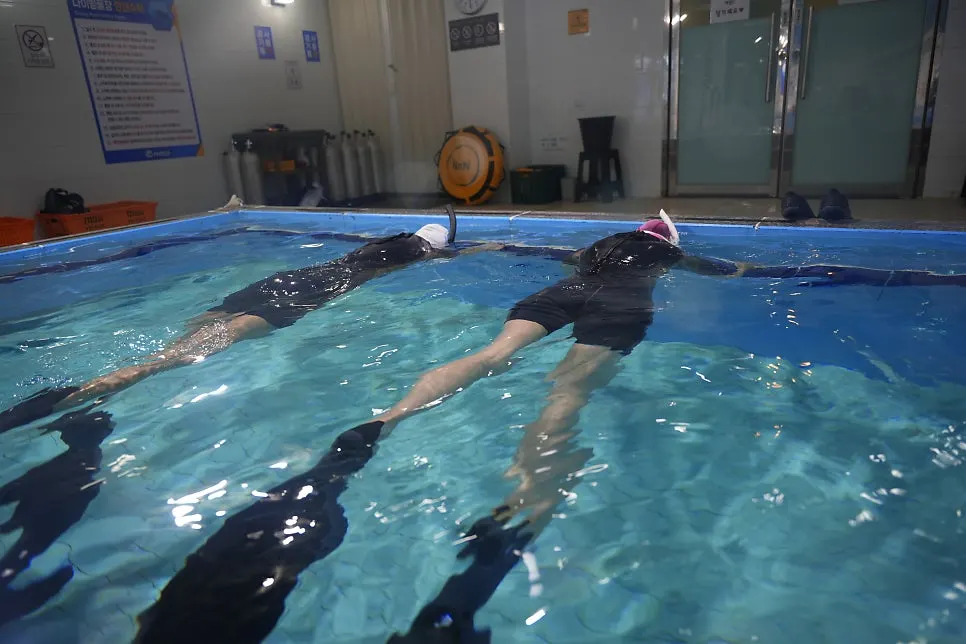 Finning practice with fins on