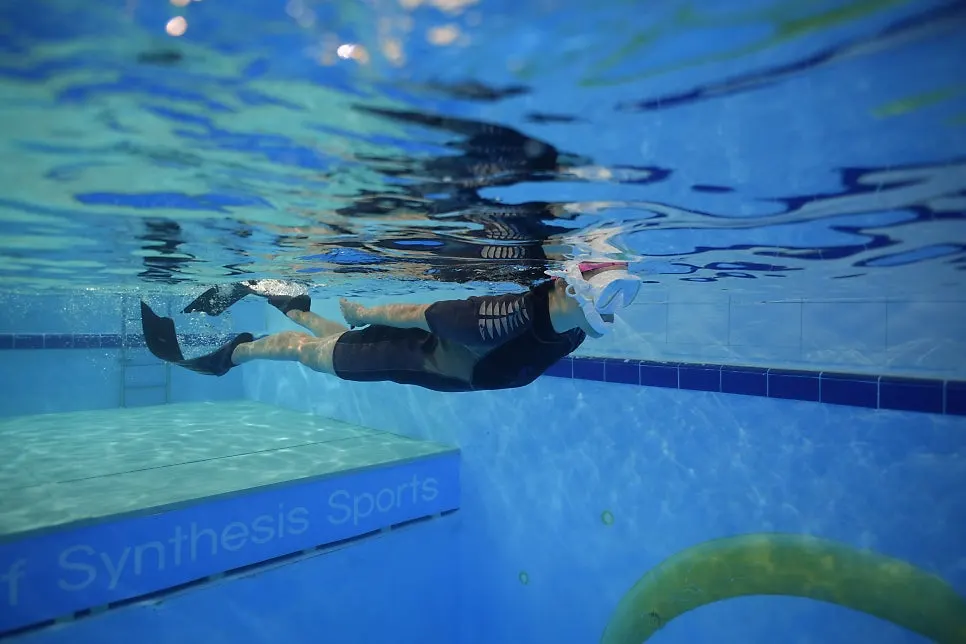 Beginner lesson underway in the diving pool