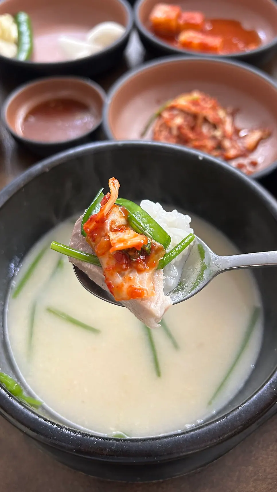 A bowl of pork bone broth with no gamey smell