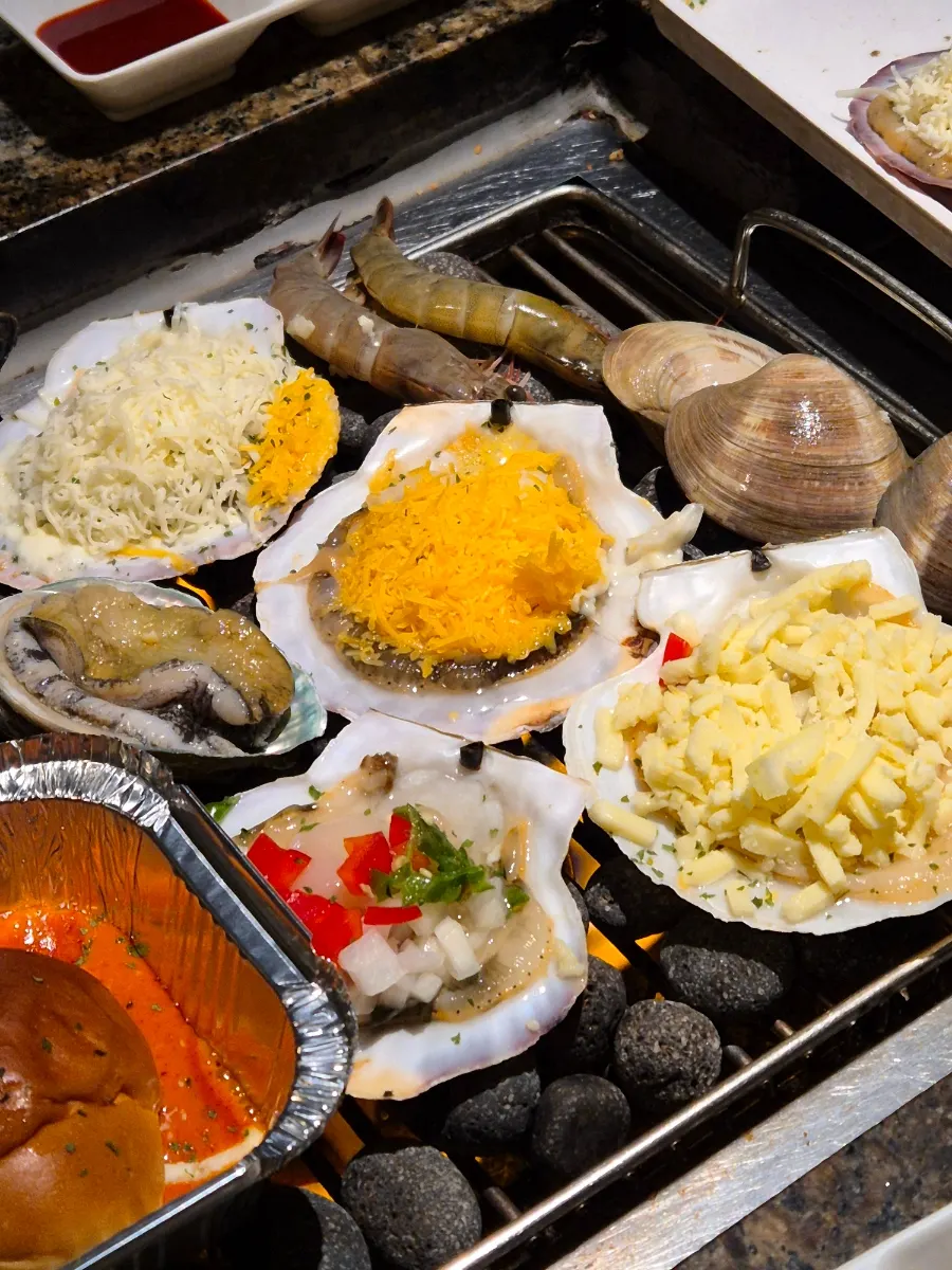 A generous serving of Nampo's grilled shellfish 2-3