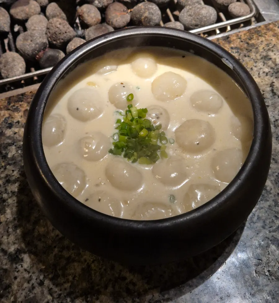 Donggeuri cream potato dumplings in cream sauce