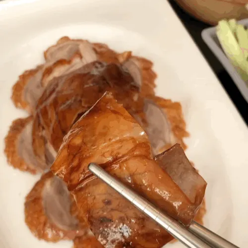 Rich, fatty Peking duck skin