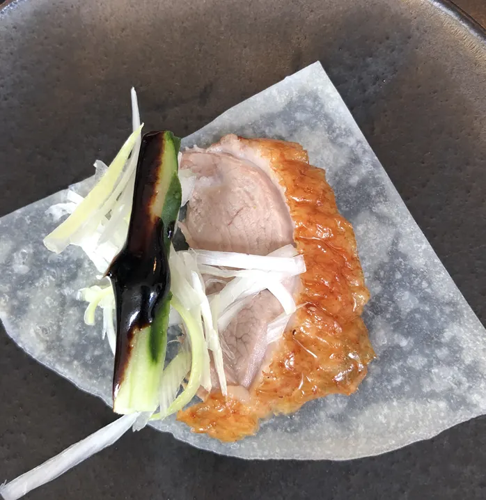 Wheat pancake with duck and vegetables