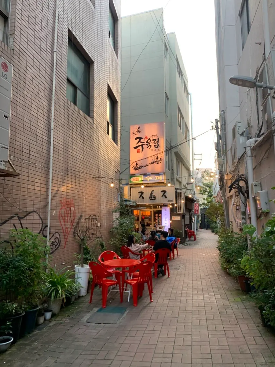 Gyodong street with Juyukjeom's outdoor seating