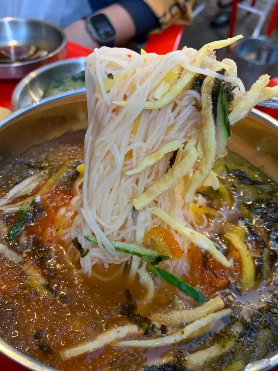 Close-up of the spicy red menu item