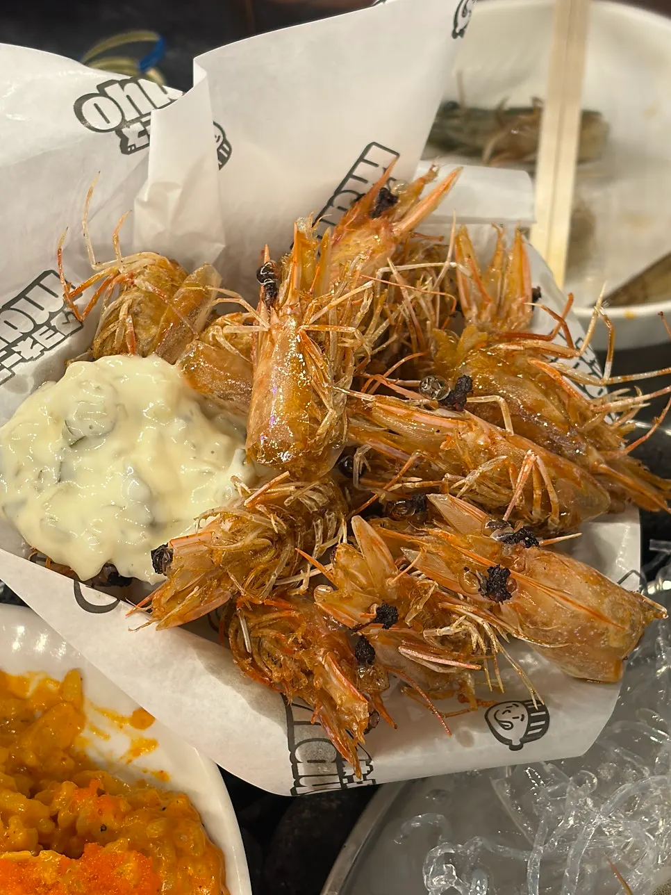 Shrimp heads grilled separately on request