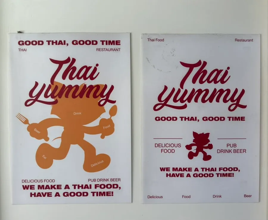 Table and in-store poster at Thai Yami
