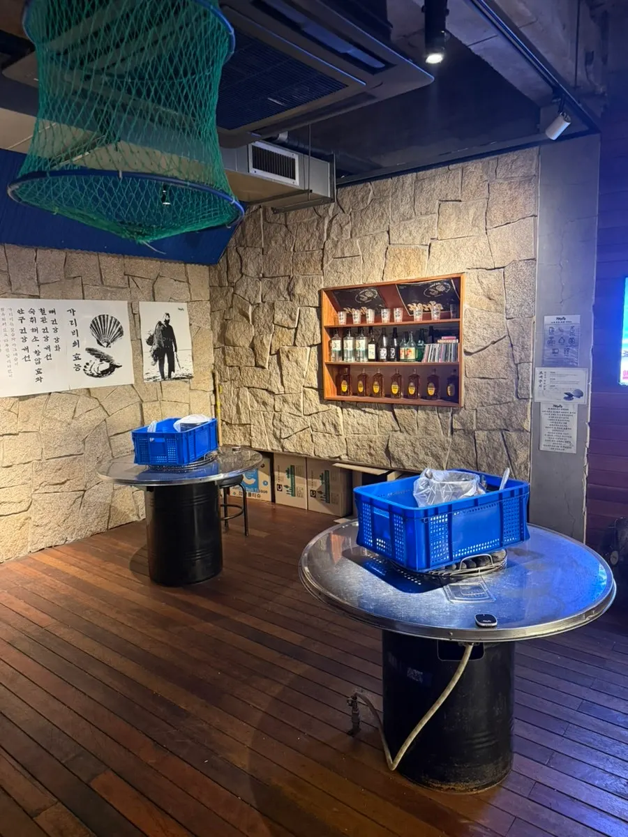 Stone-walled indoor space with a stone table at Nampo