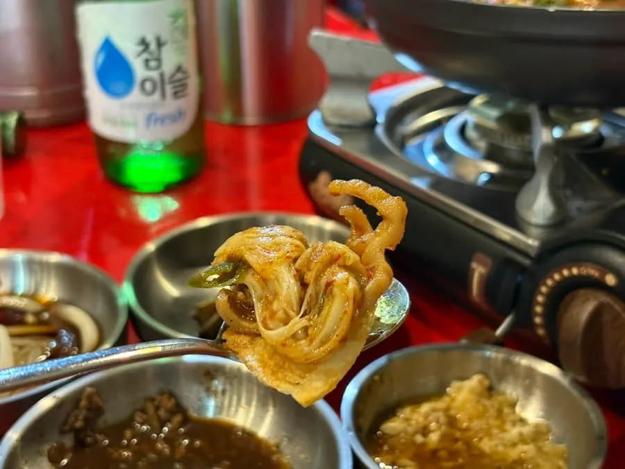 소스에 찍은 닭발 한 점