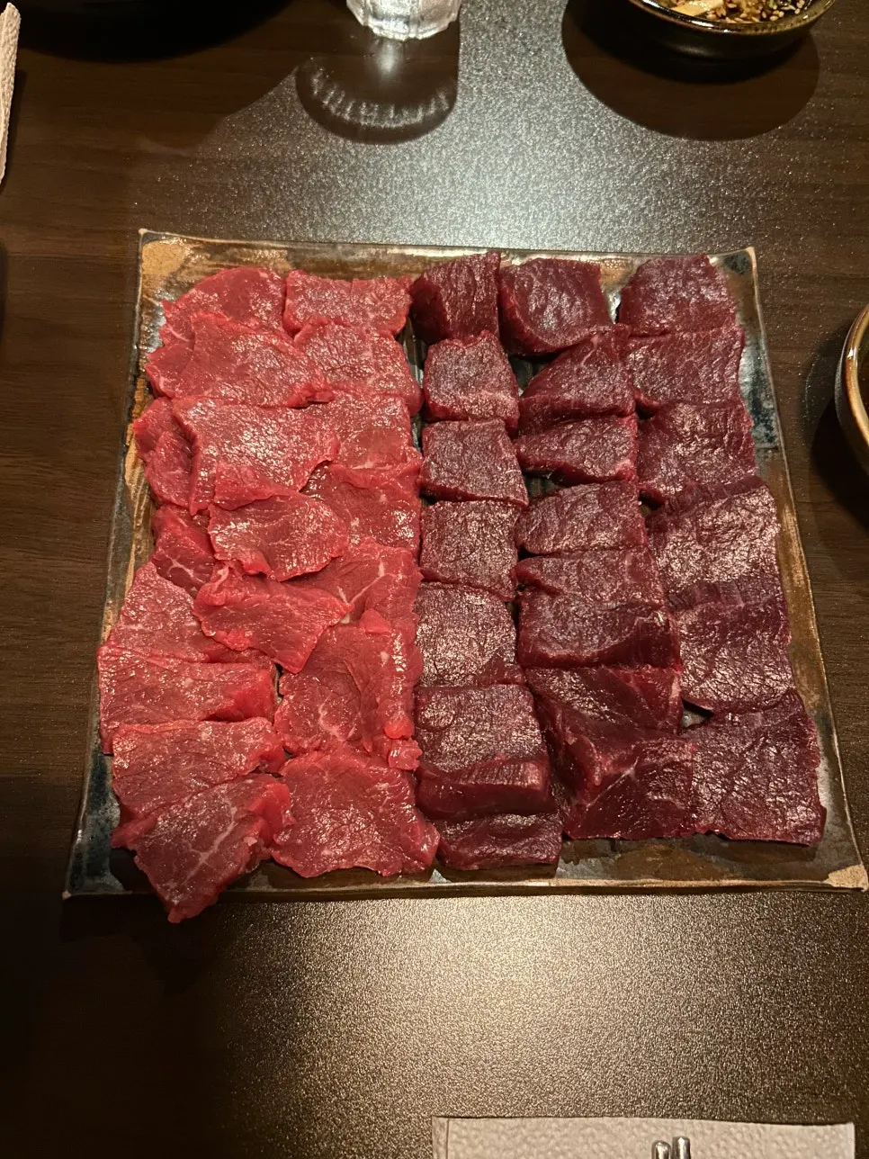 Ordered yuk sashimi and mungtigi half-and-half platter