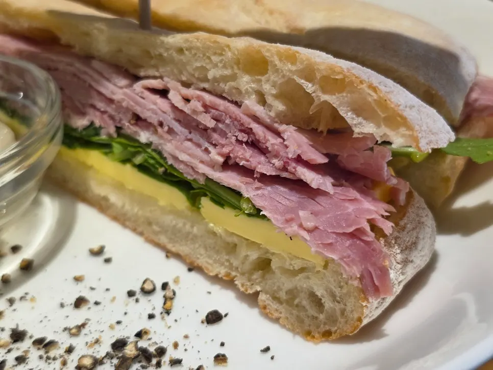Soft jambon-beurre filled generously with jambon