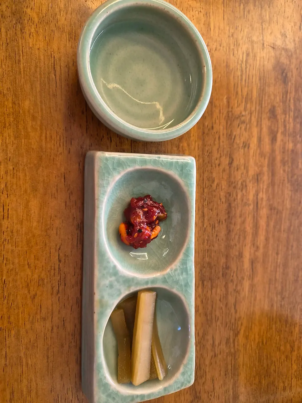 Neatly plated Korean side dishes