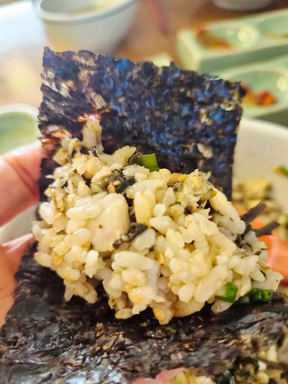 Rice with gim and seasoned fish roe