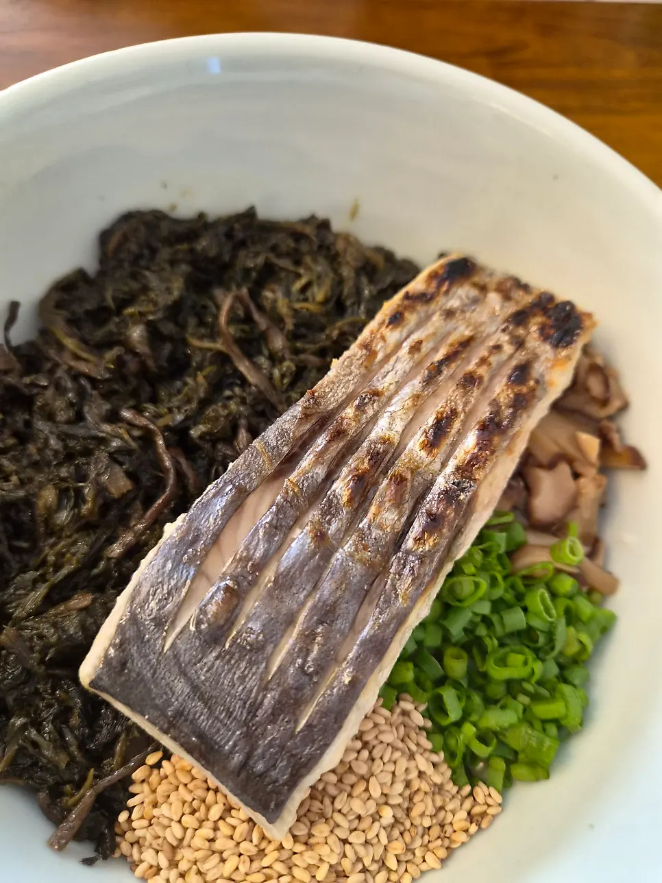 A bowl of soft eggplant doenjang rice