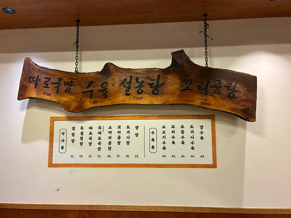 Wooden sign hanging inside Hanwoojang