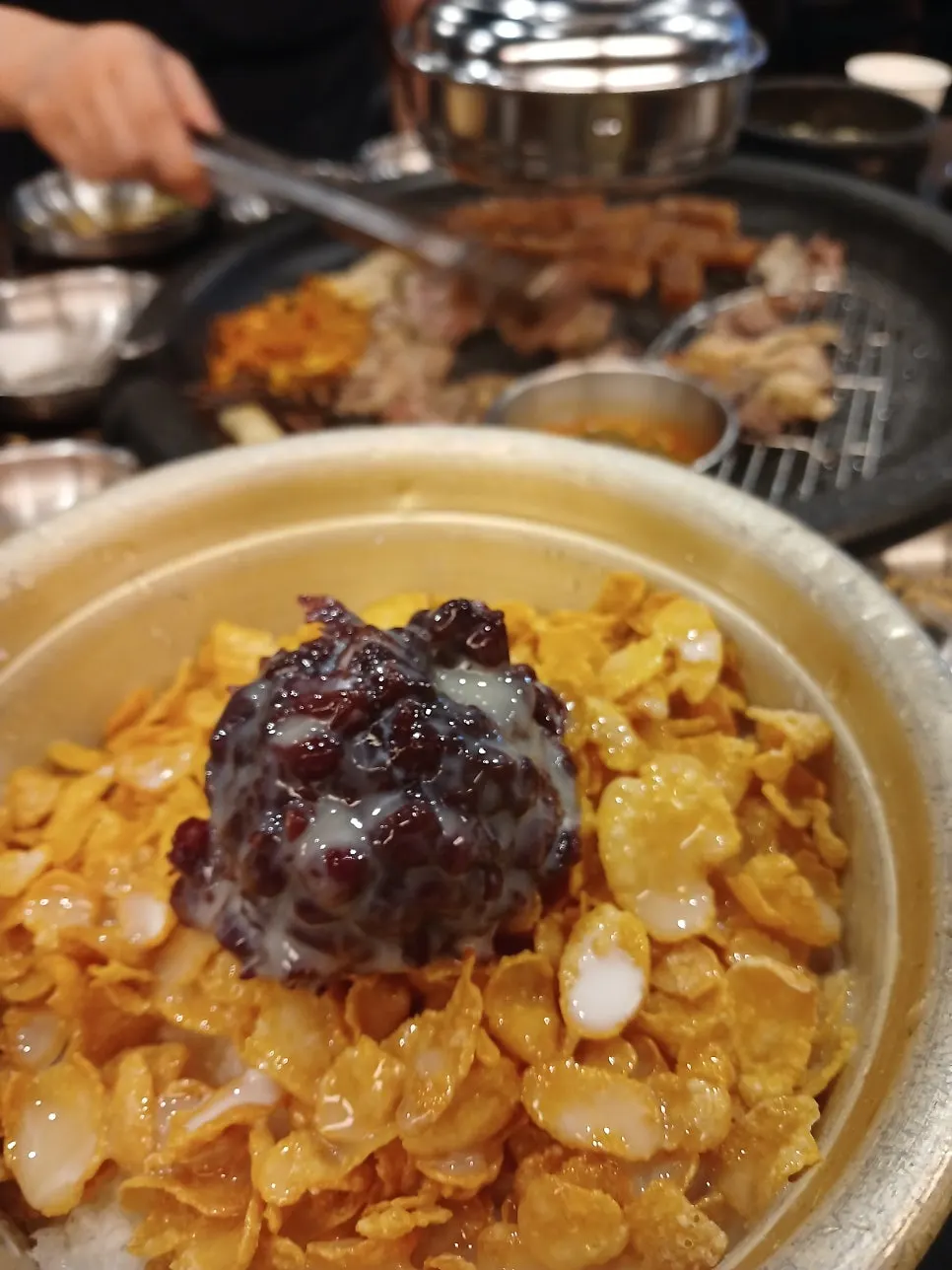 Free patbingsu enjoyed at the end of the meal