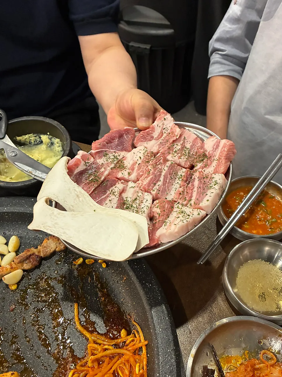 막창과 삼겹살 가족 외식 마무리