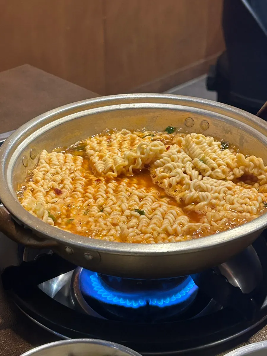 Ramen boiled on the dedicated burner