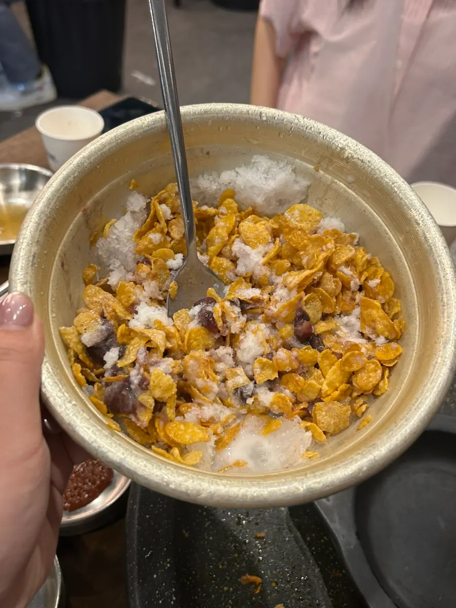 Free old-fashioned red bean bingsu enjoyed for dessert
