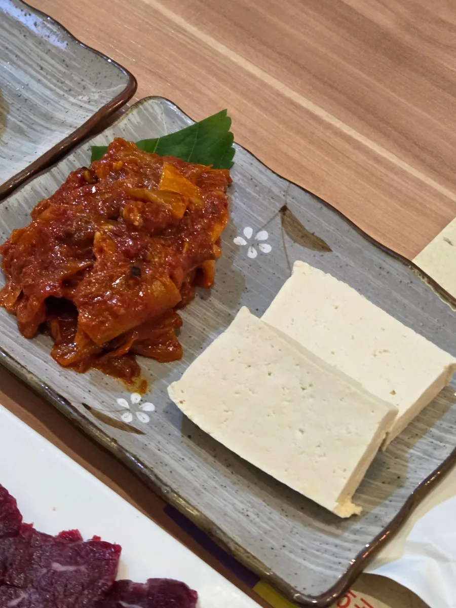 Tofu kimchi served as a side dish
