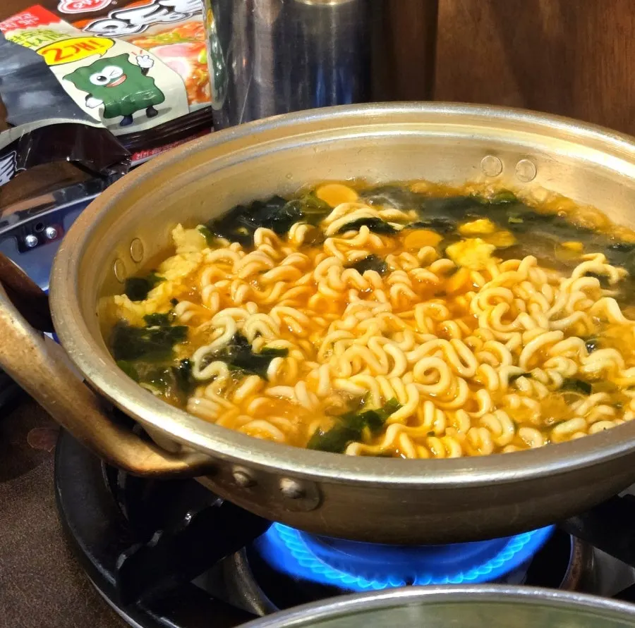 Ramen served alongside the meat