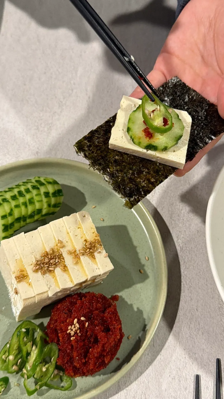 Herring roe tofu and seaweed
