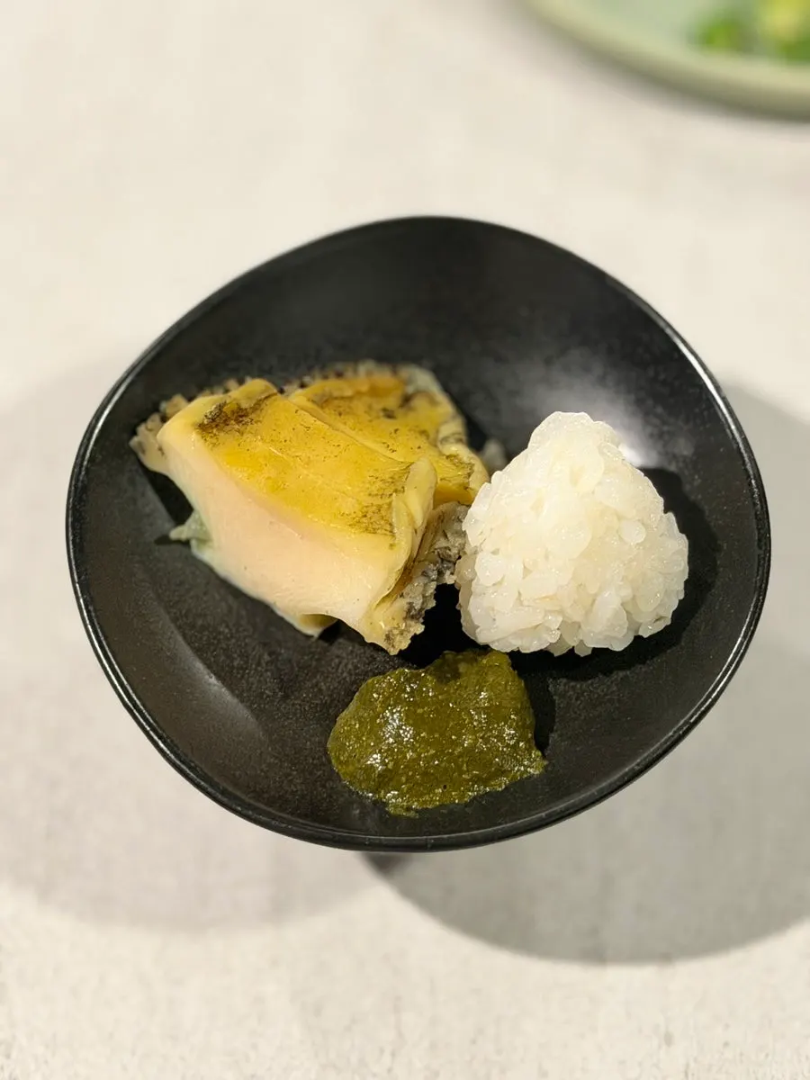 Herring roe tofu on seaweed